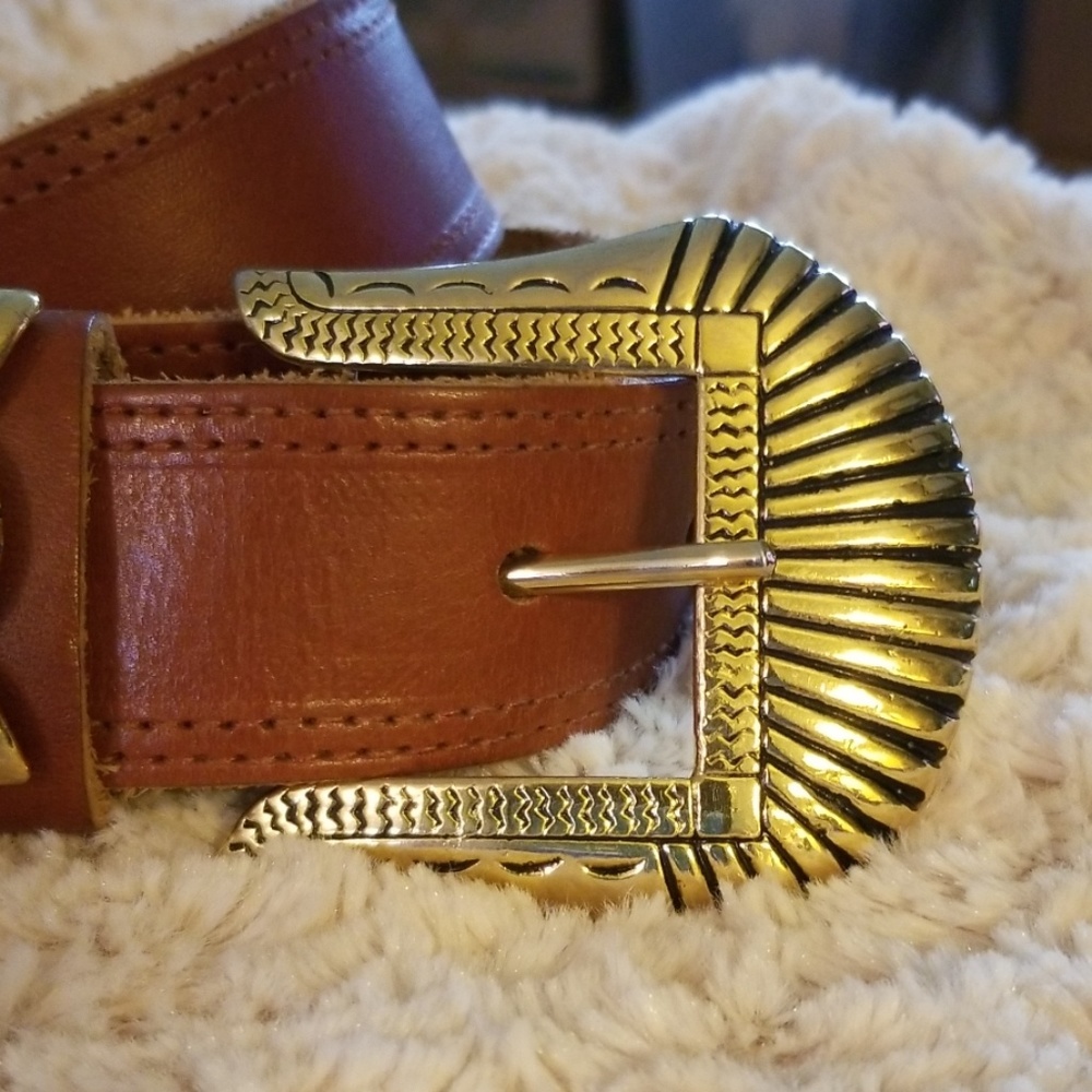 Brown leather womans belt - Picture 2 of 4